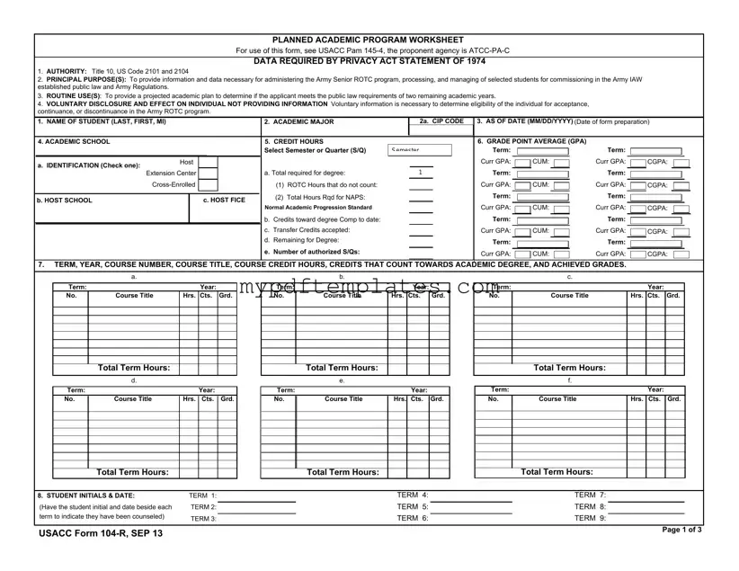 Fill Your 104 R Template
