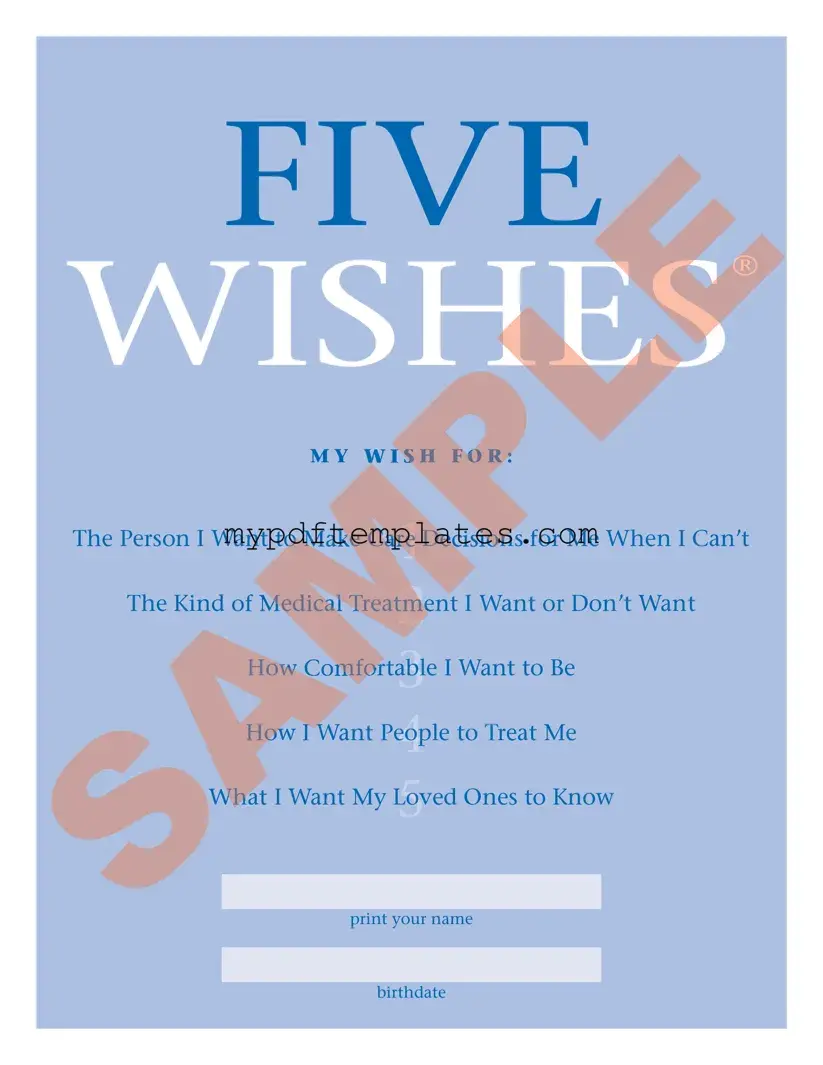 Fill Your 5 Wishes Document Template