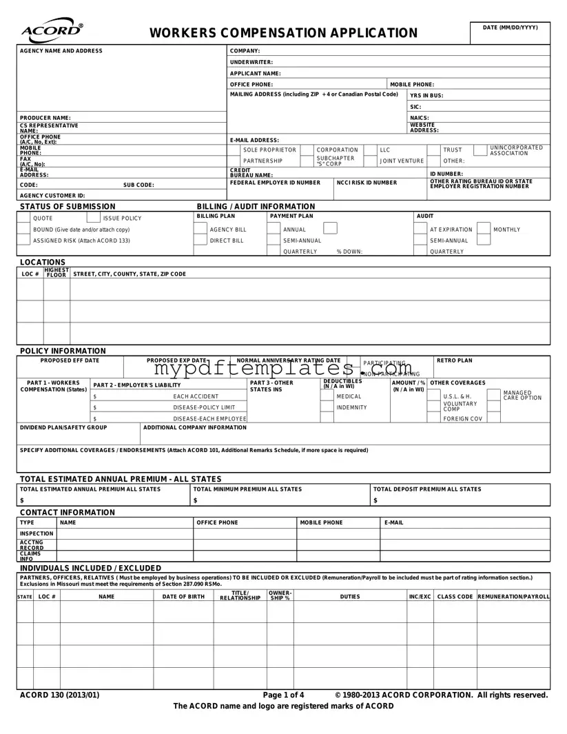 Fill Your Acord 130 Template