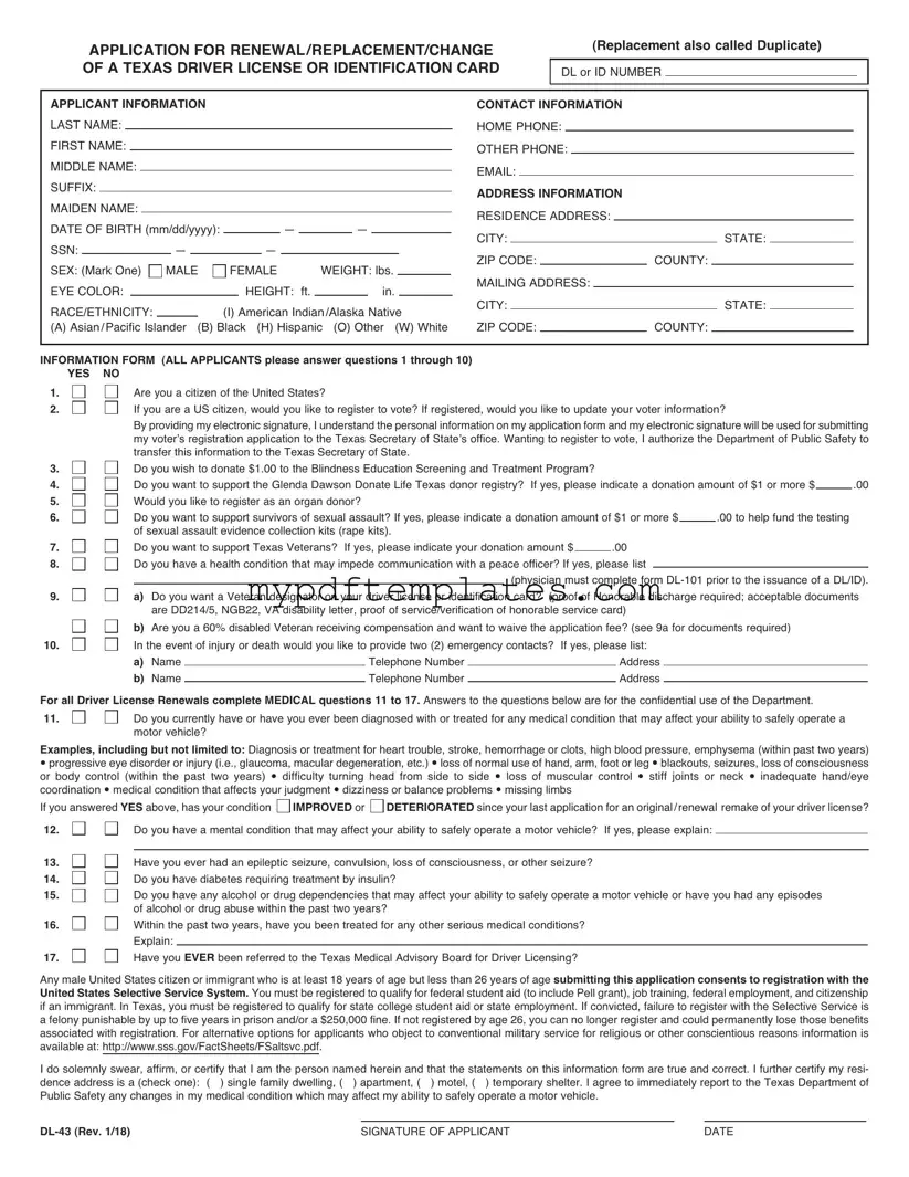 Fill Your DL-43 Template