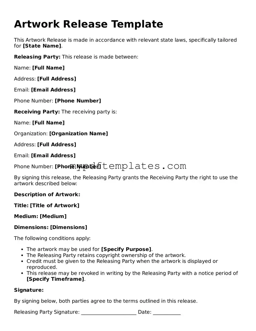 Blank Artwork Release Form