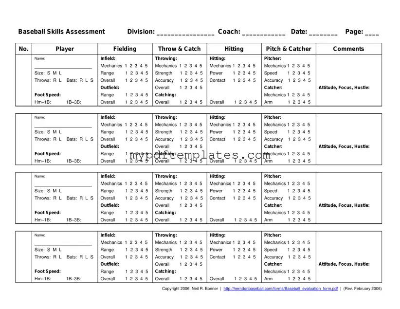 Fill Your Baseball Assessment Template