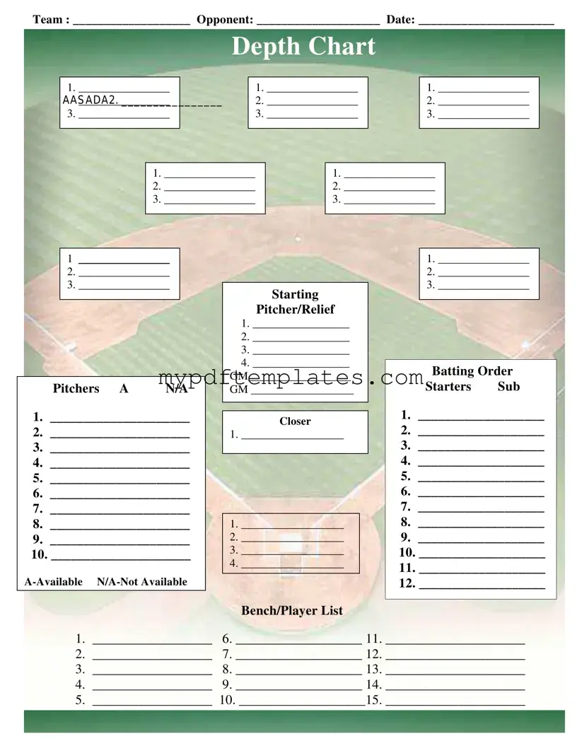 Fill Your Baseball Field Lineup Template
