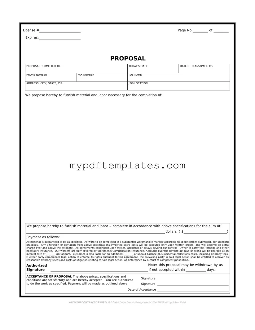 Fill Your Construction proposal form Template