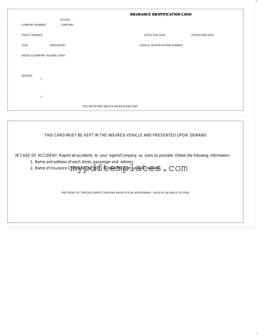 Fill Your Auto Insurance Card Template