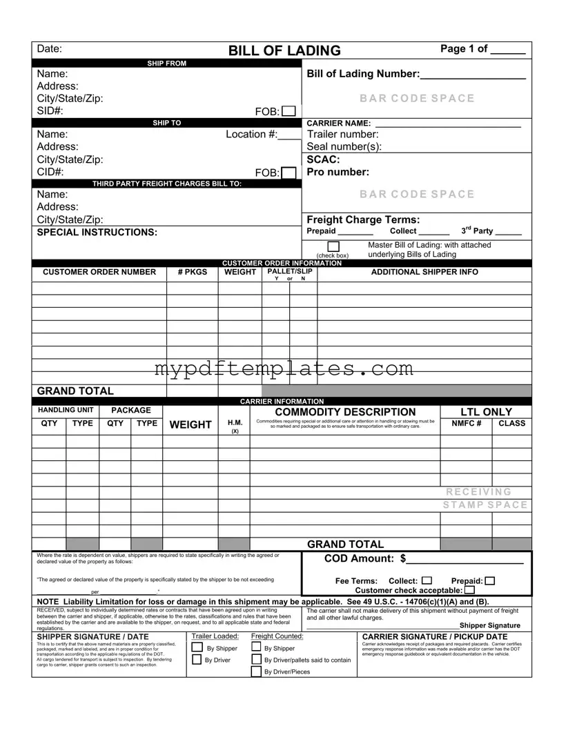 Fill Your Bill of Lading with a Supplement Template