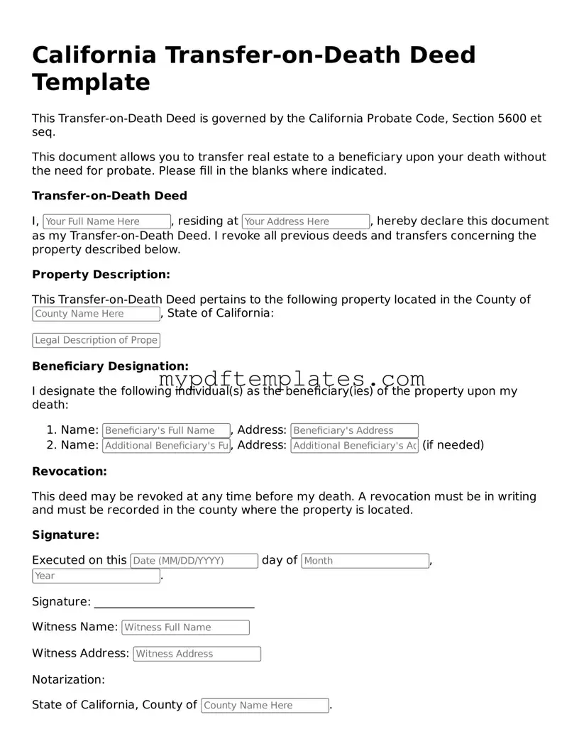 Free California Transfer-on-Death Deed Template