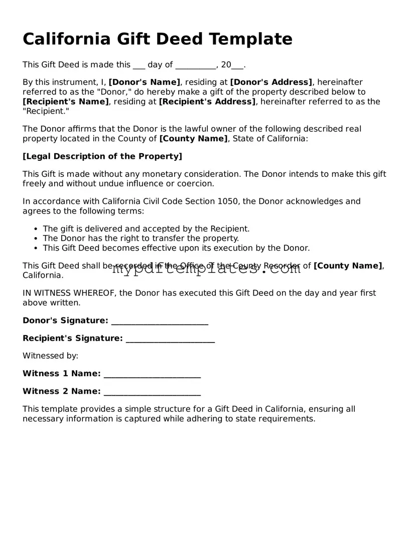 Free California Gift Deed Template