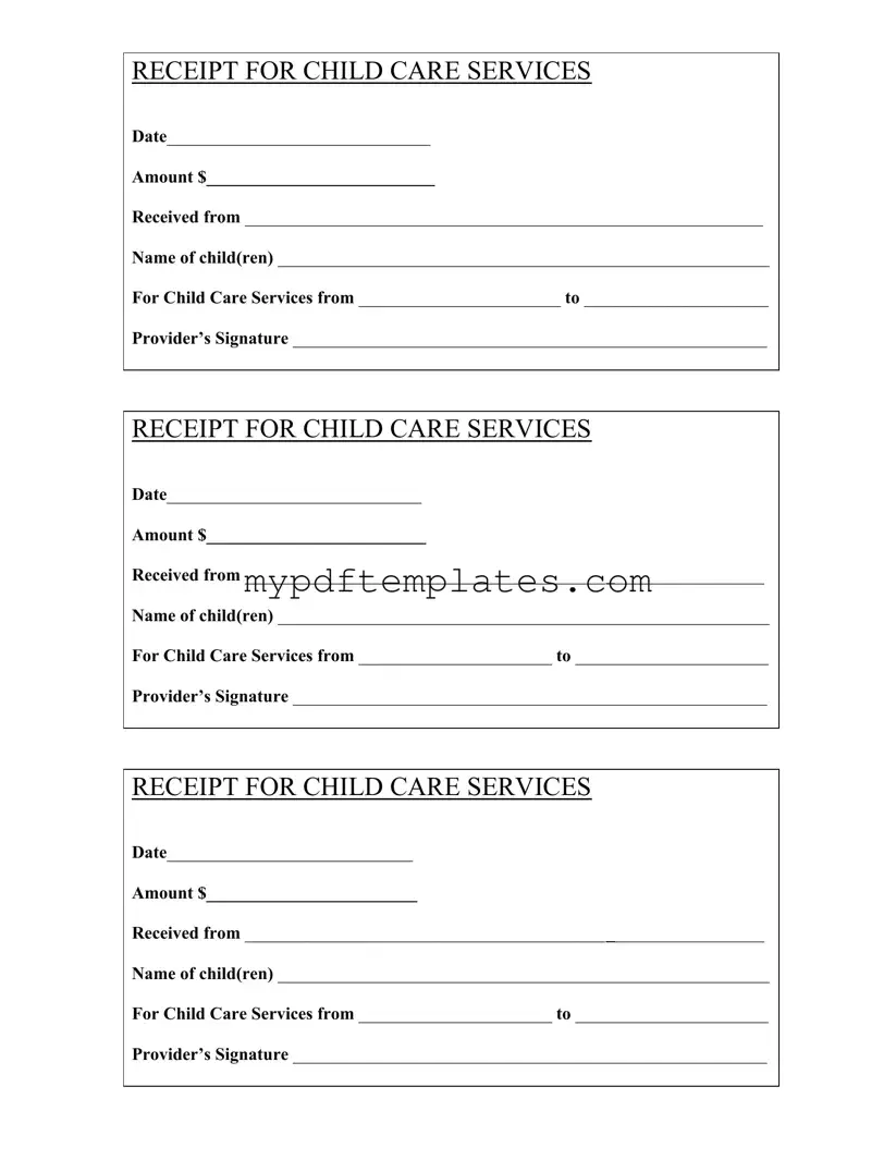 Fill Your Childcare Receipt Template