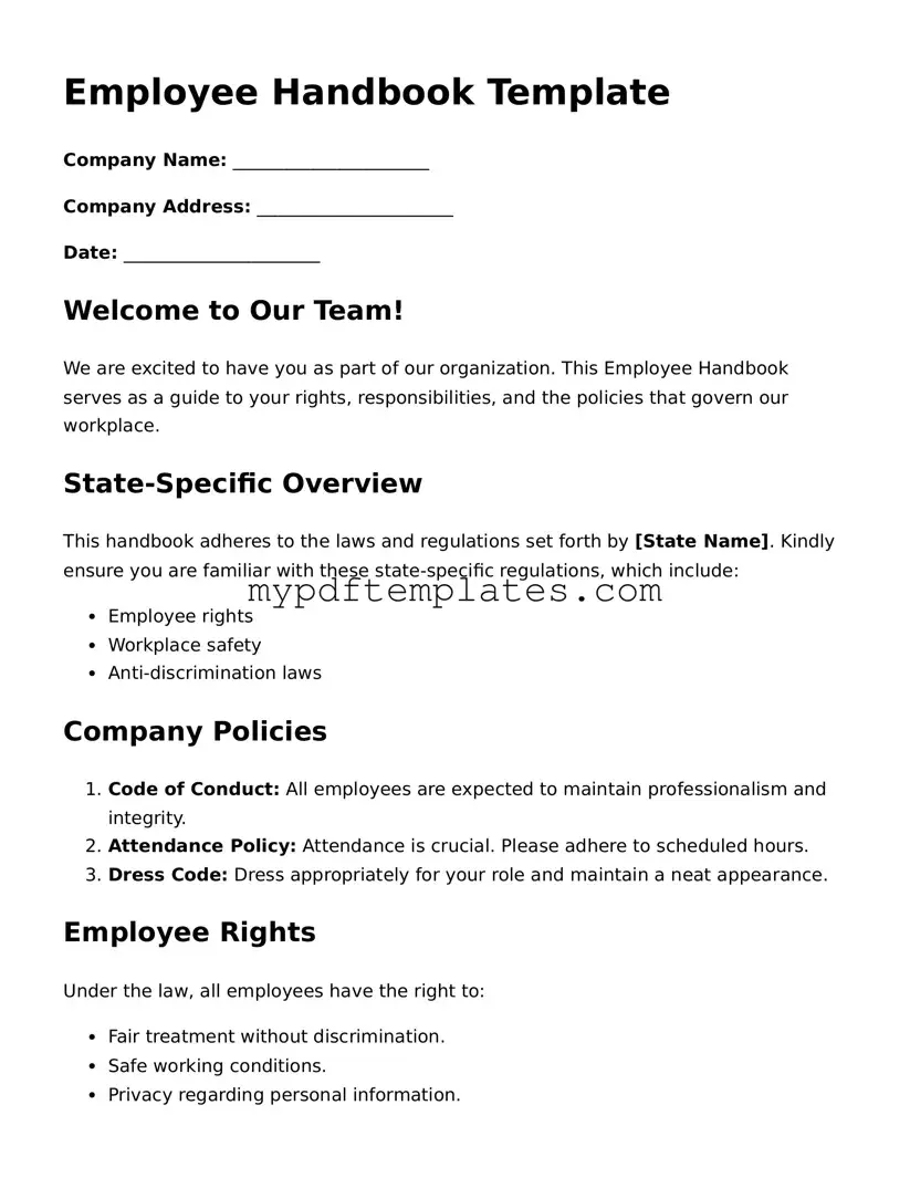 Blank Employee Handbook Form