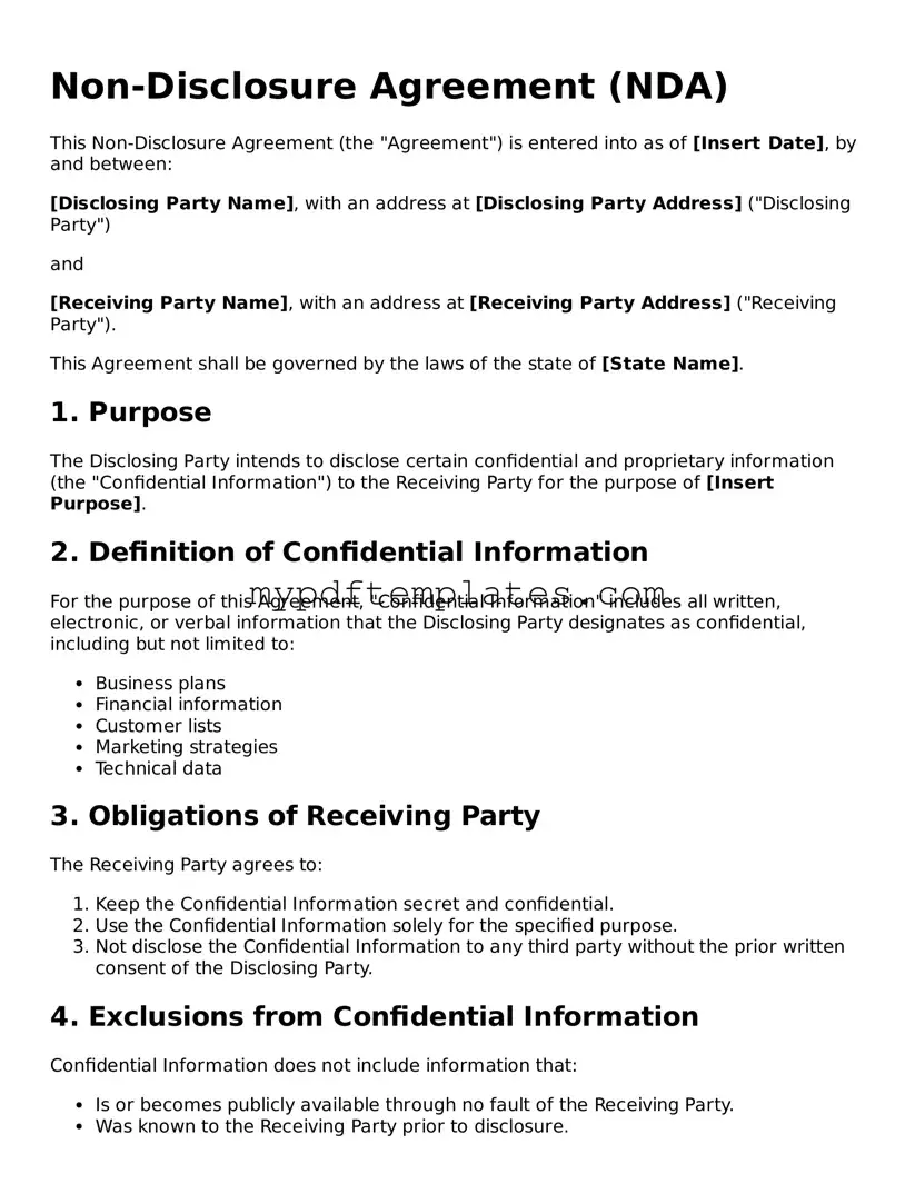 Blank Non-disclosure Agreement Form