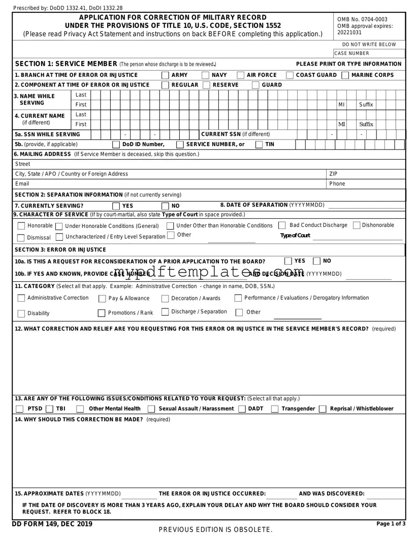 Fill Your DD 149 Template