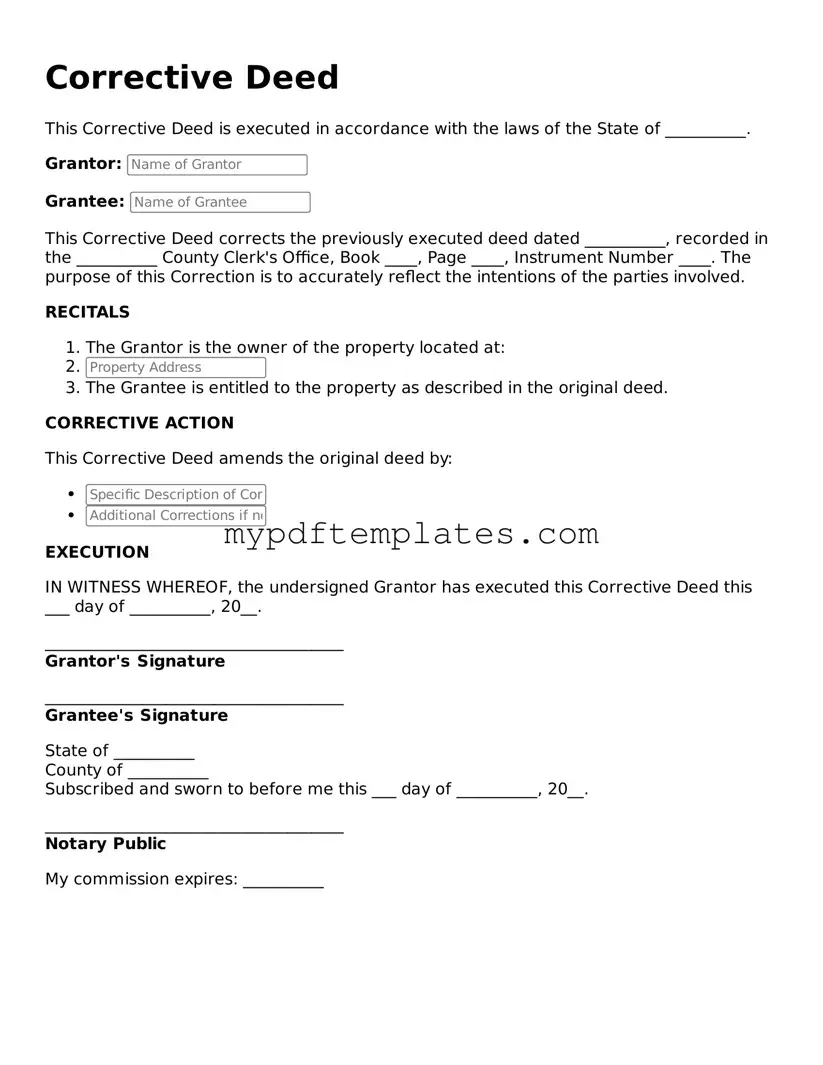 Blank Corrective Deed Form