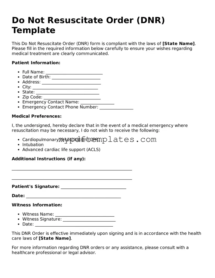 Blank Do Not Resuscitate Order Form