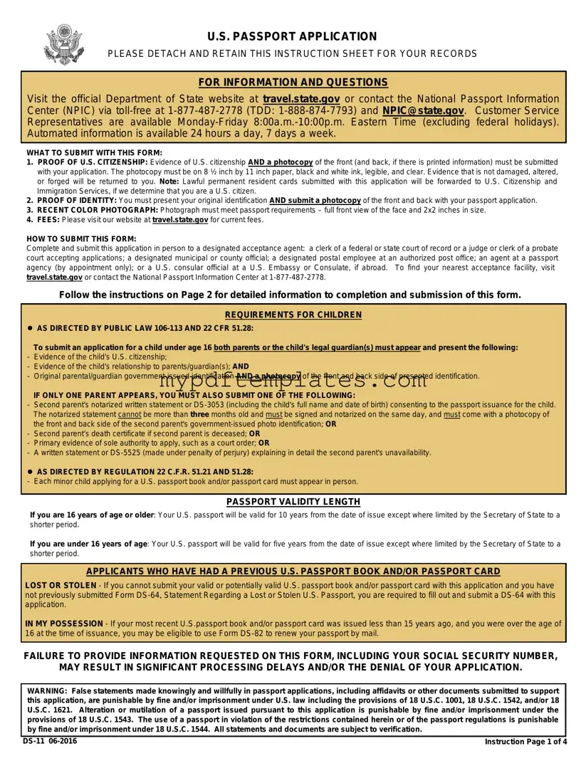 Fill Your DS-11 U.S. Passport application Template