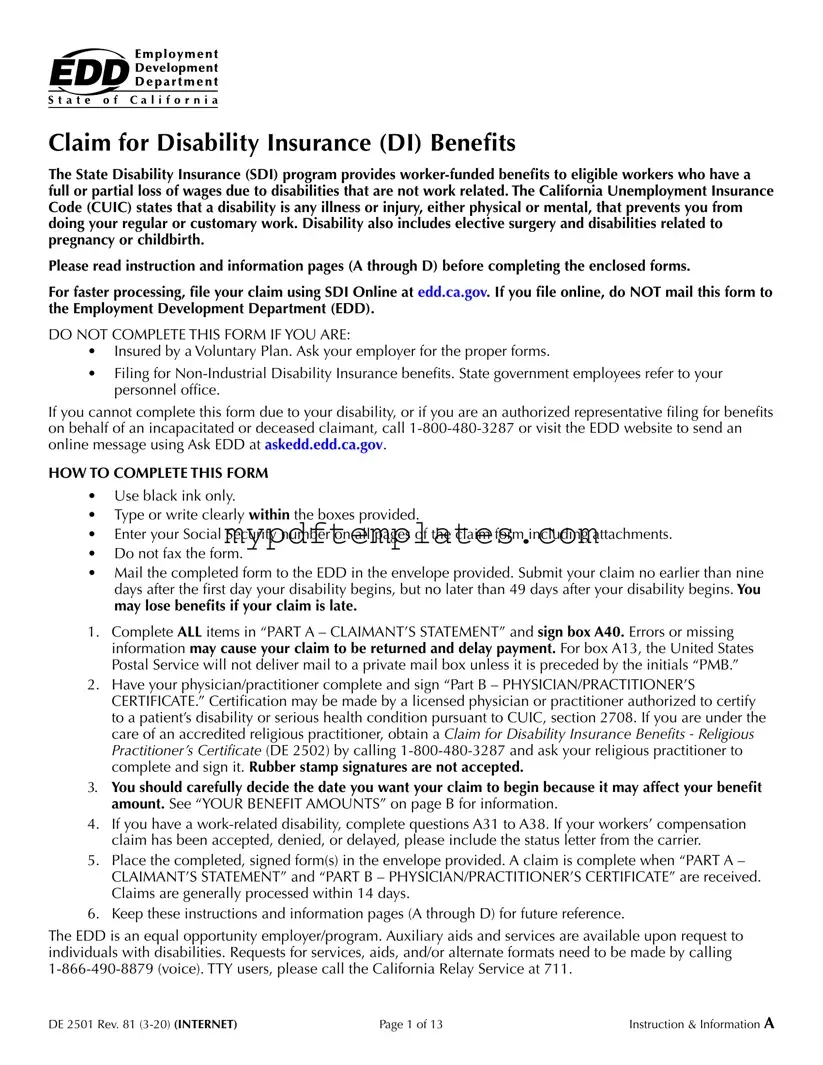 Fill Your EDD DE 2501 Template
