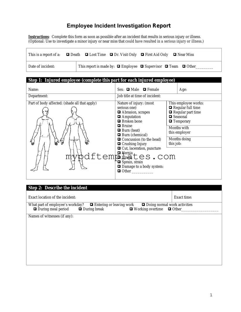Fill Your Employee Accident Report Template