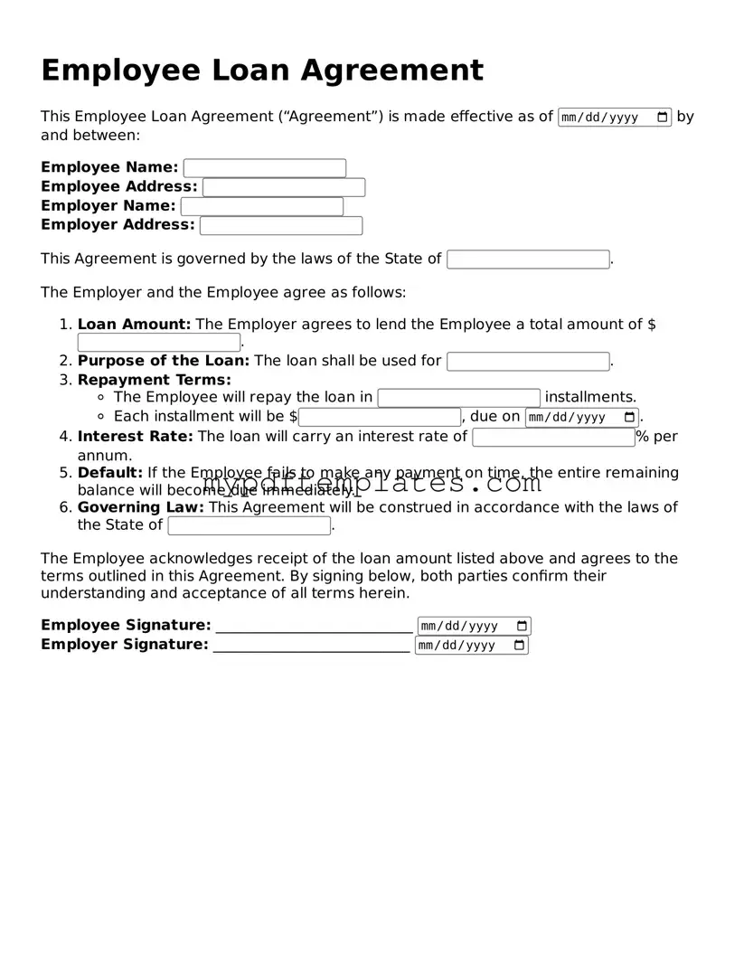Blank Employee Loan Agreement Form