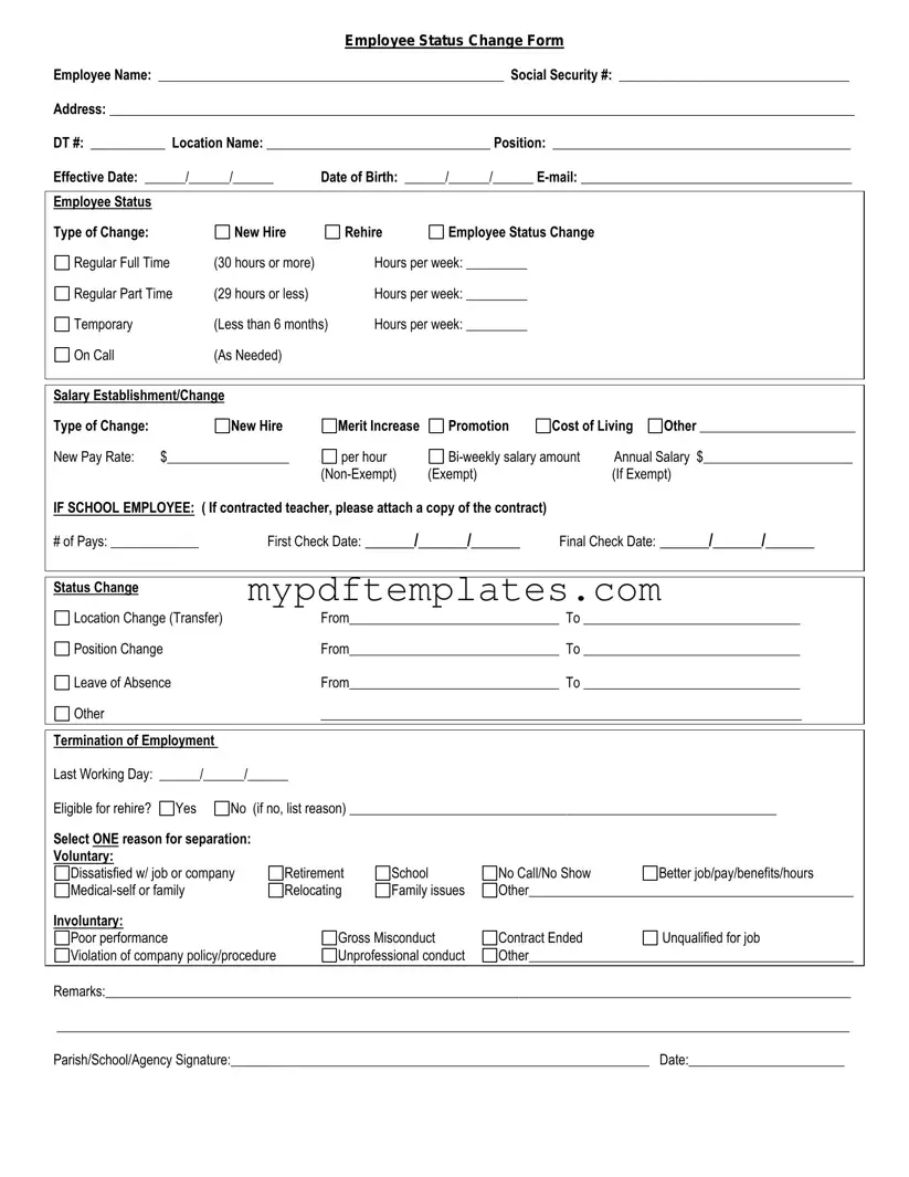 Fill Your Employee Status Change Template