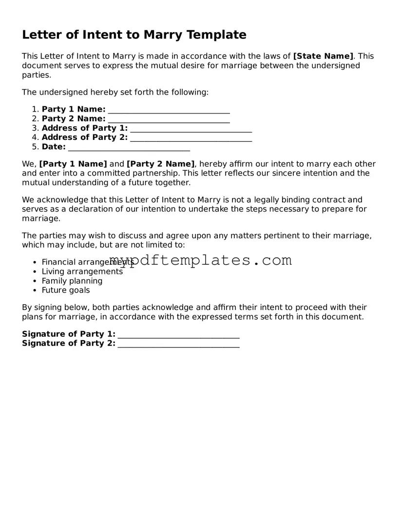 Blank Letter of Intent to Marry Form