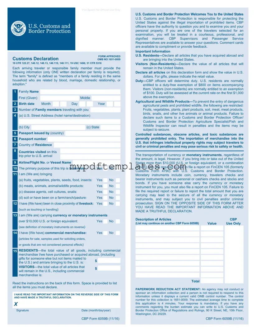 Fill Your CBP 6059B Template