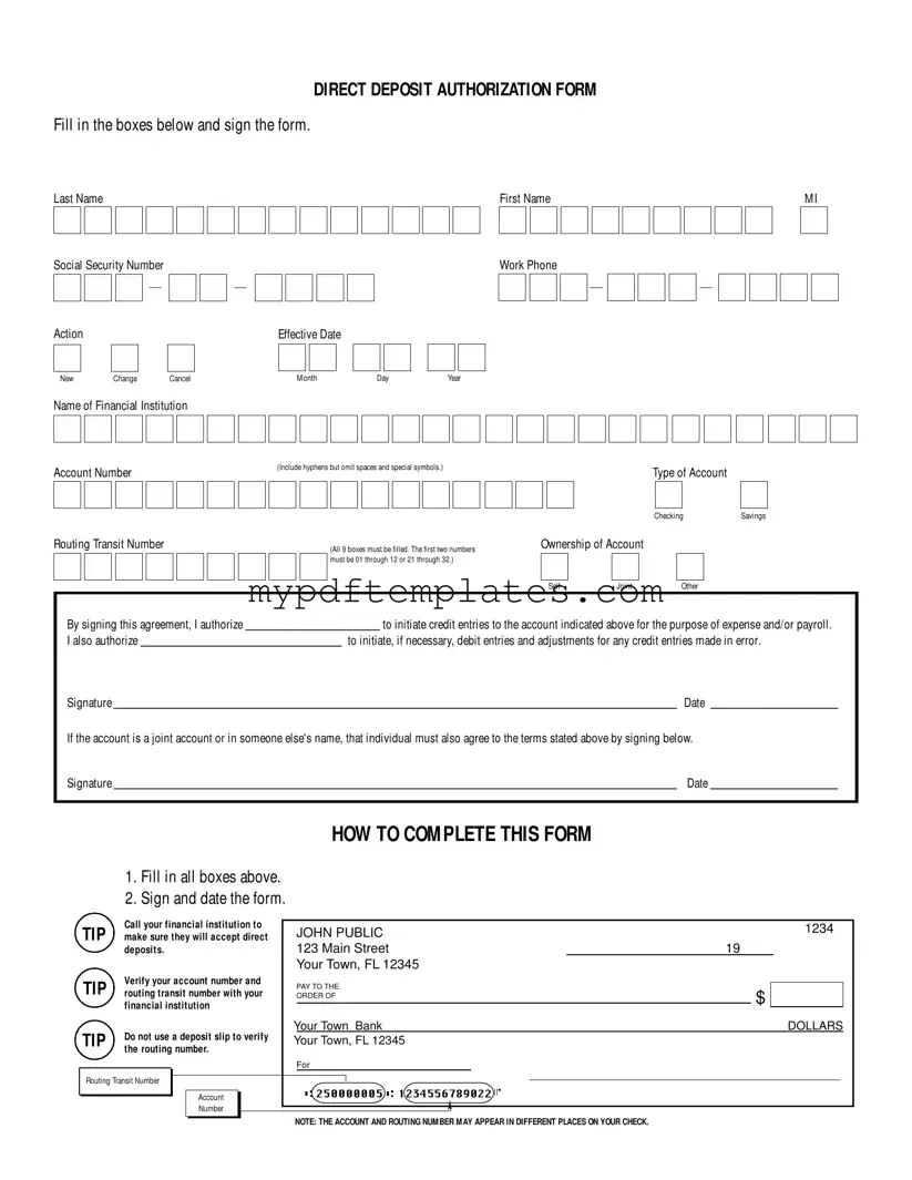 Fill Your Generic Direct Deposit Template