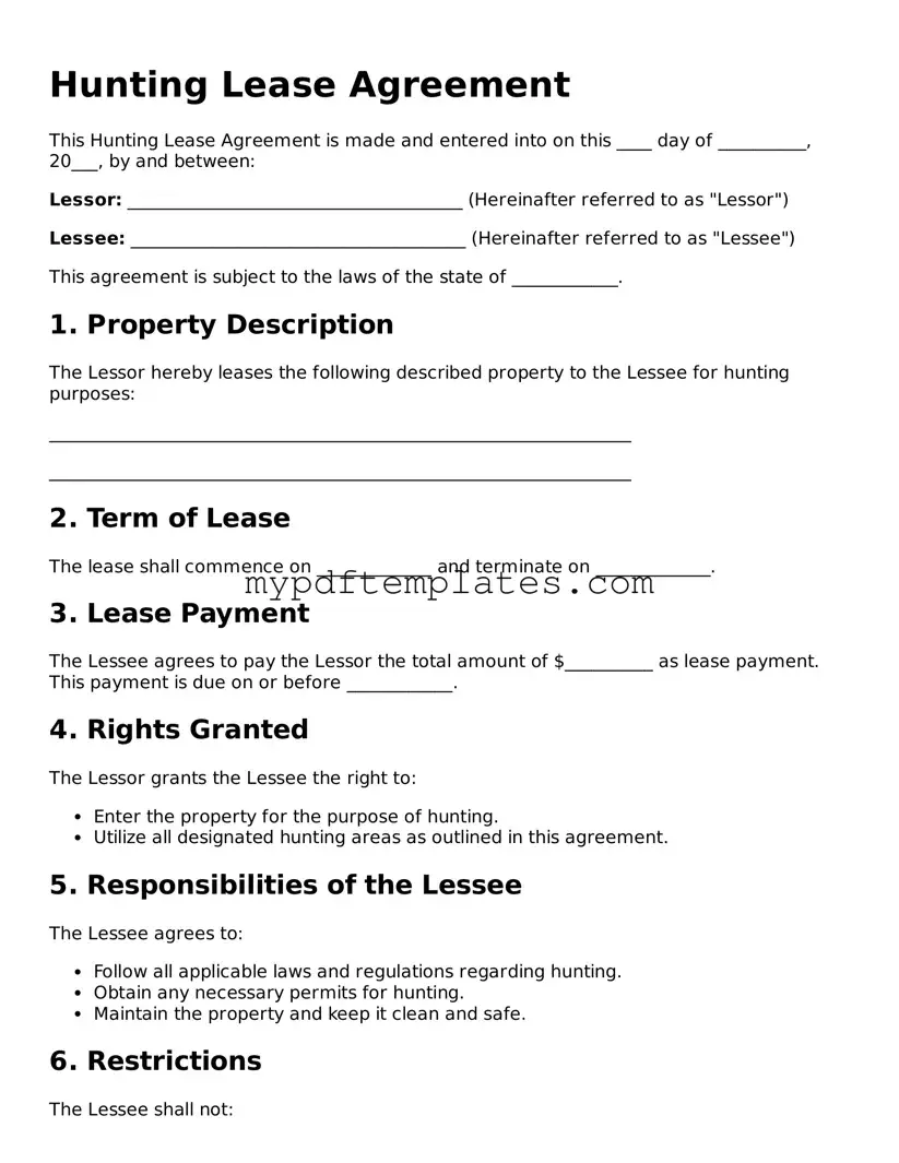 Blank Hunting Lease Agreement Form