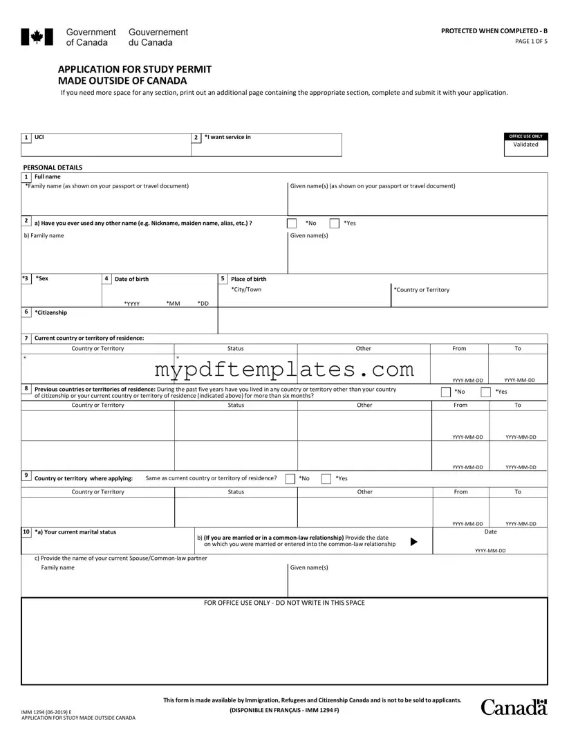 Fill Your Imm 1294 Template