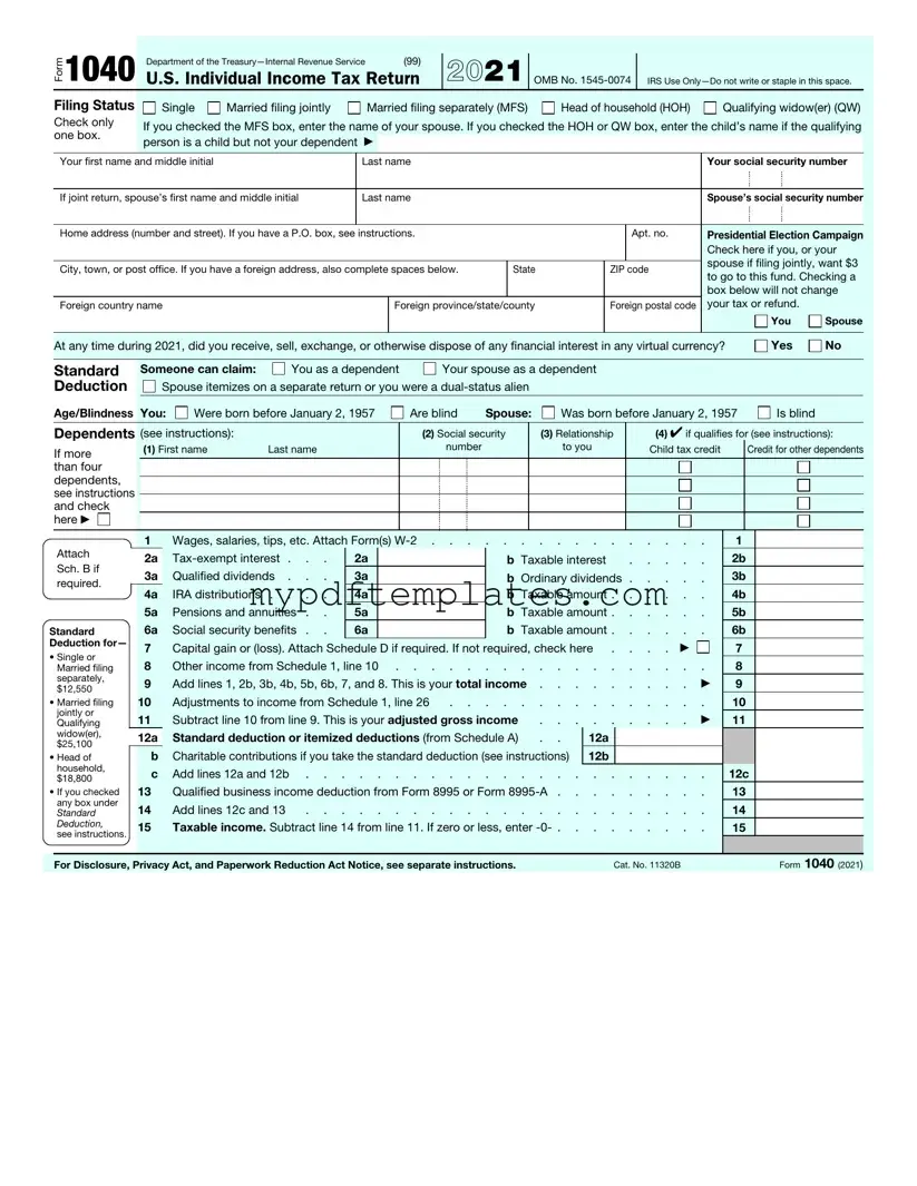 Fill Your IRS 1040 Template