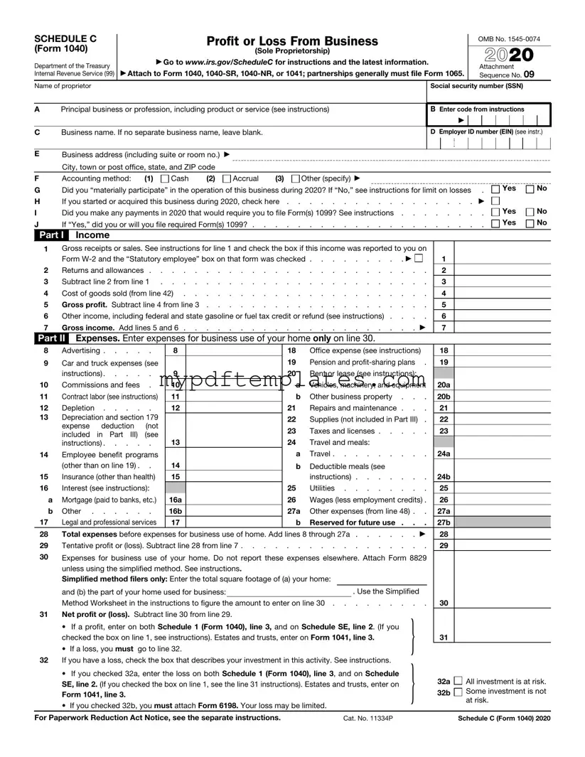 Fill Your IRS Schedule C 1040 Template