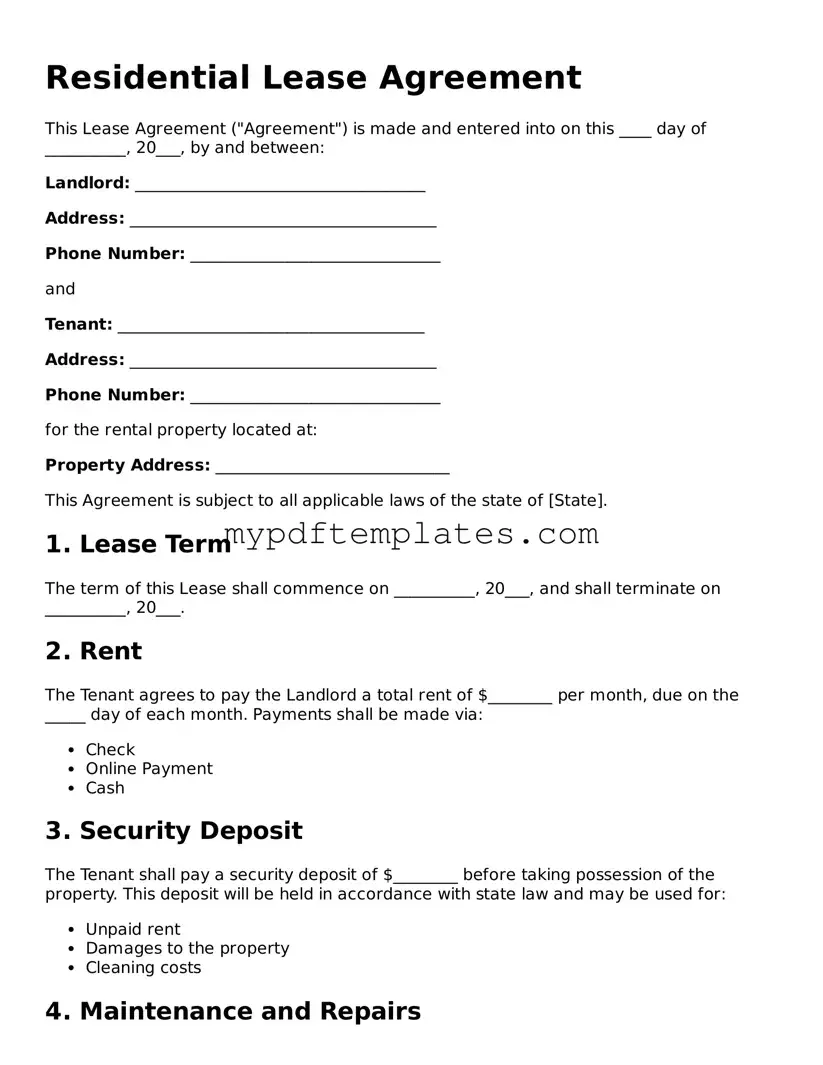 Blank Lease Agreement Form