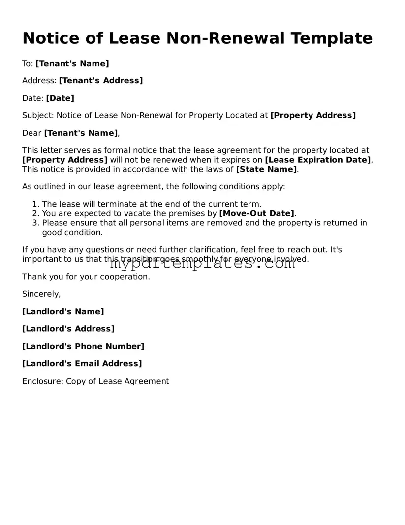 Blank Notice of Lease Non-Renewal Form