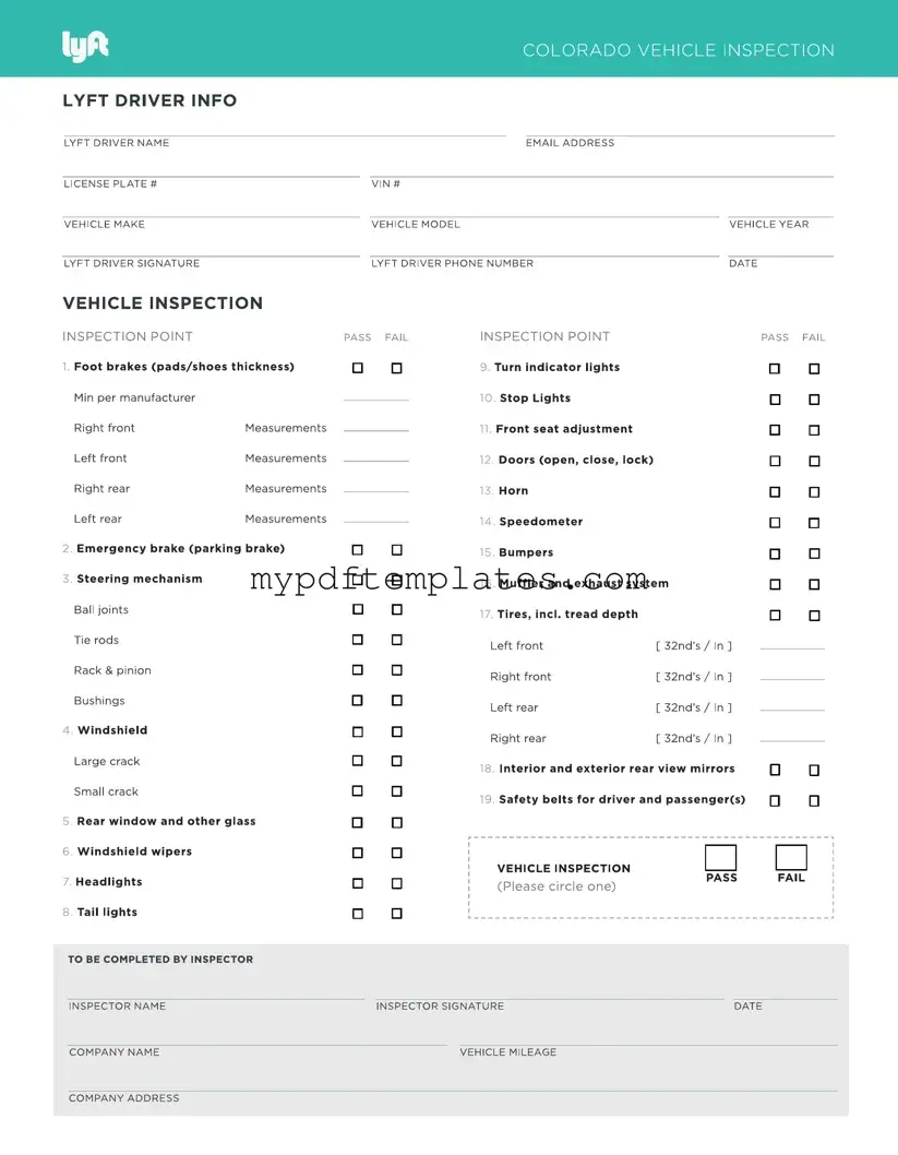 Fill Your Lyft Inspection Template