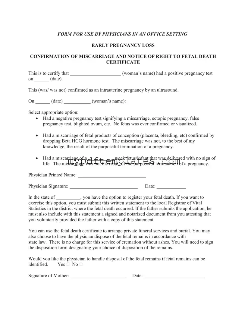 Fill Your Miscarriage Discharge Paper Template