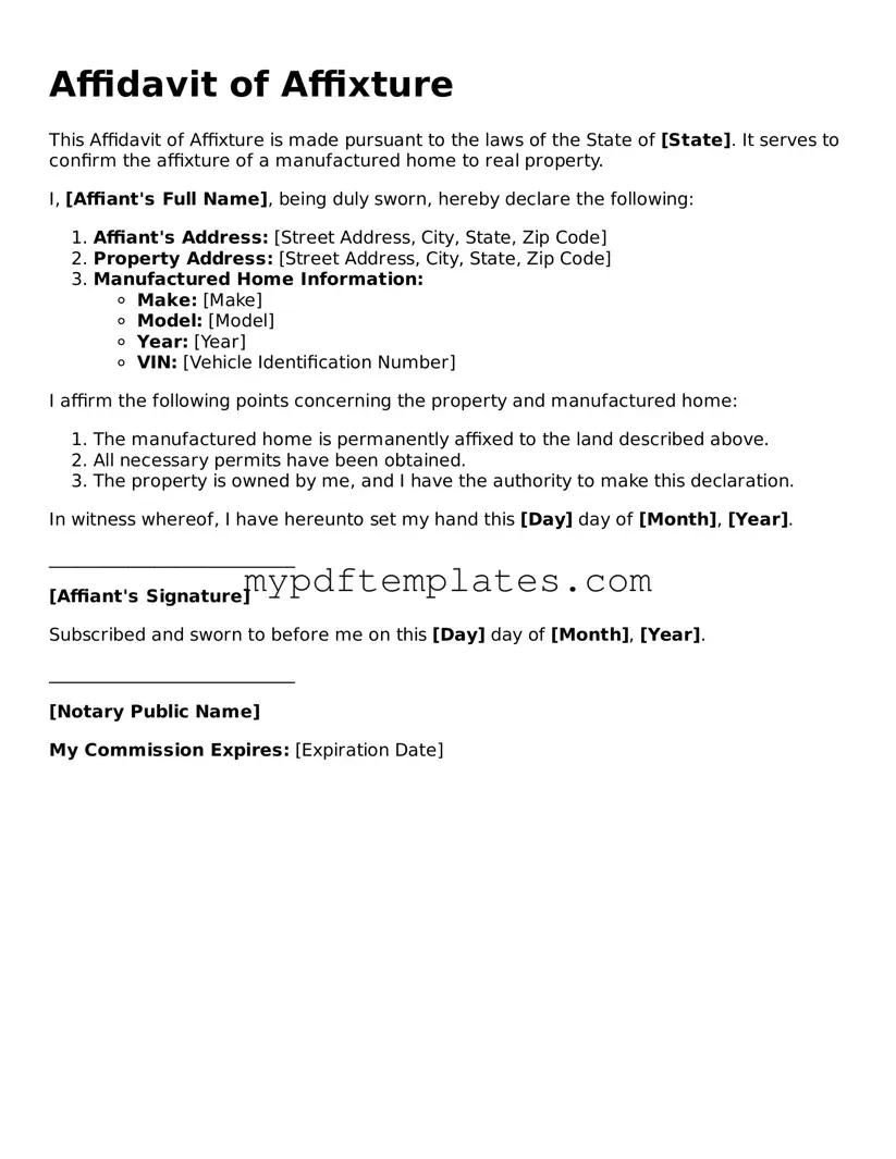 Blank Affidavit of Affixture Form
