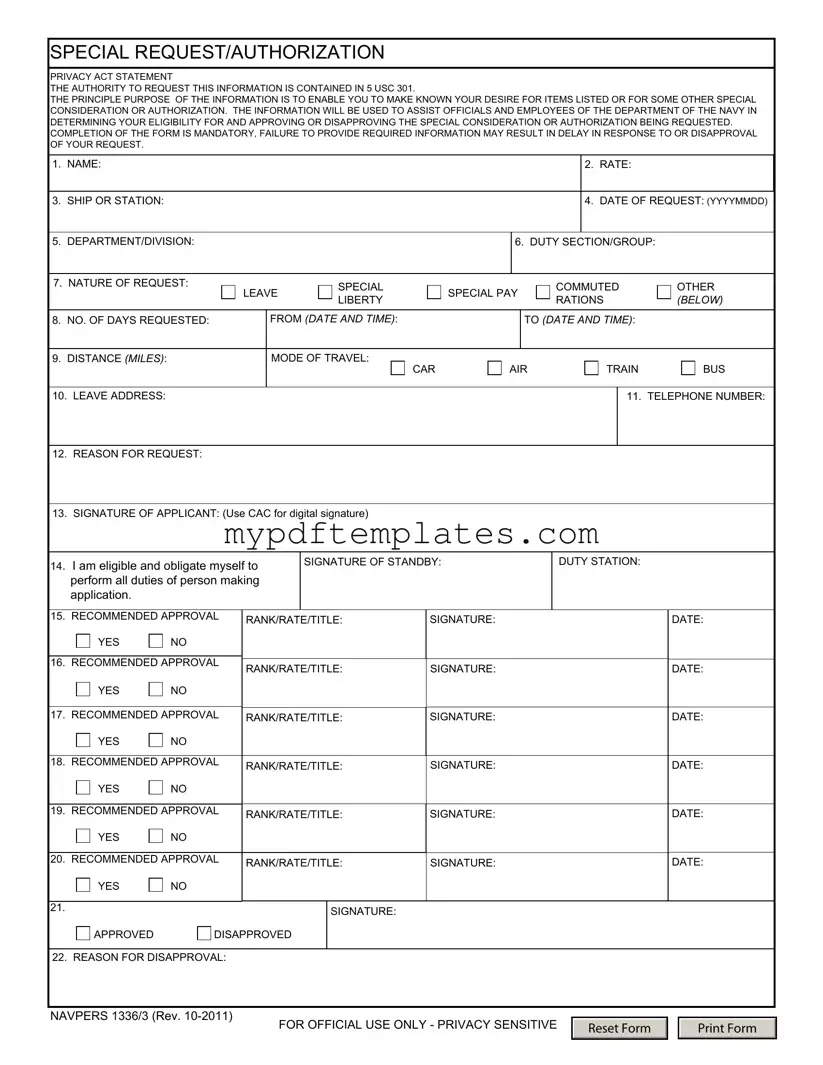 Fill Your Navpers 1336 3 Template