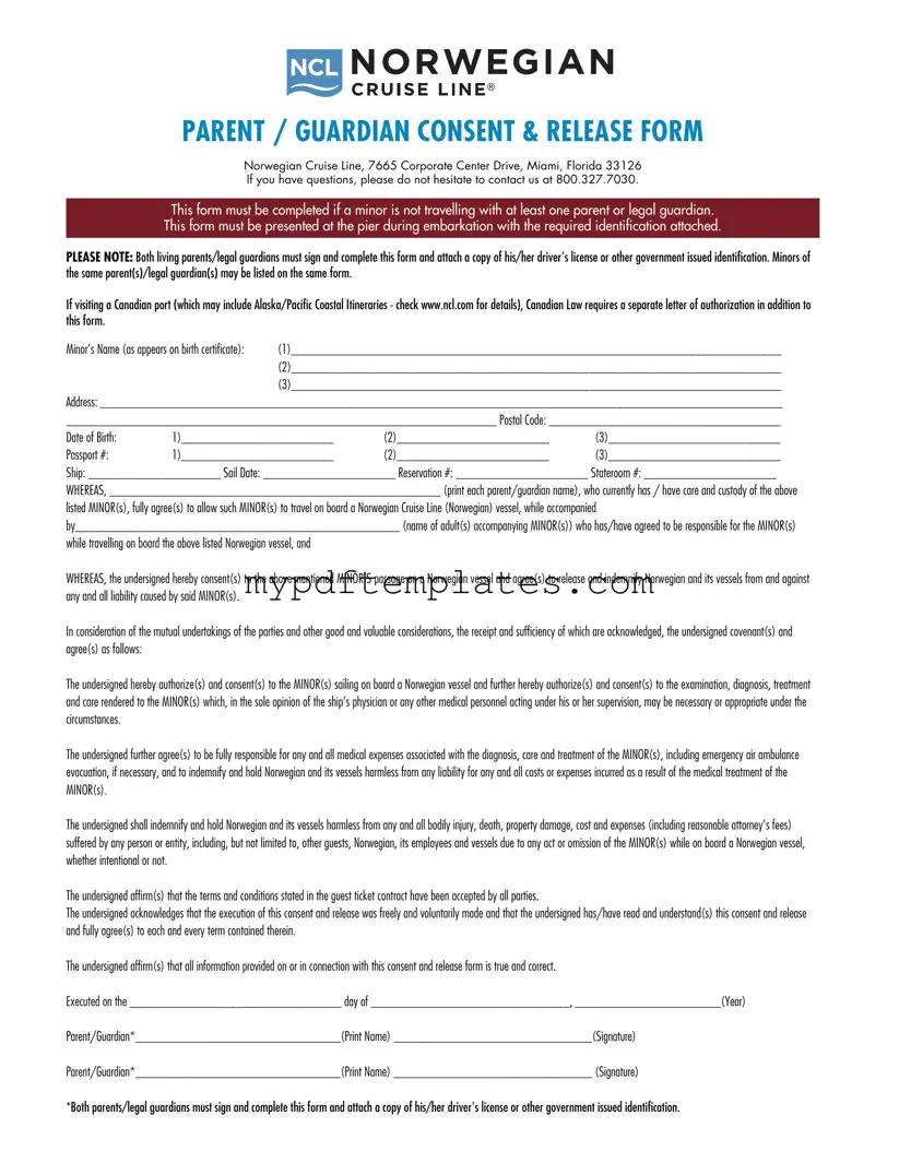 Fill Your NCL Parental Consent Template