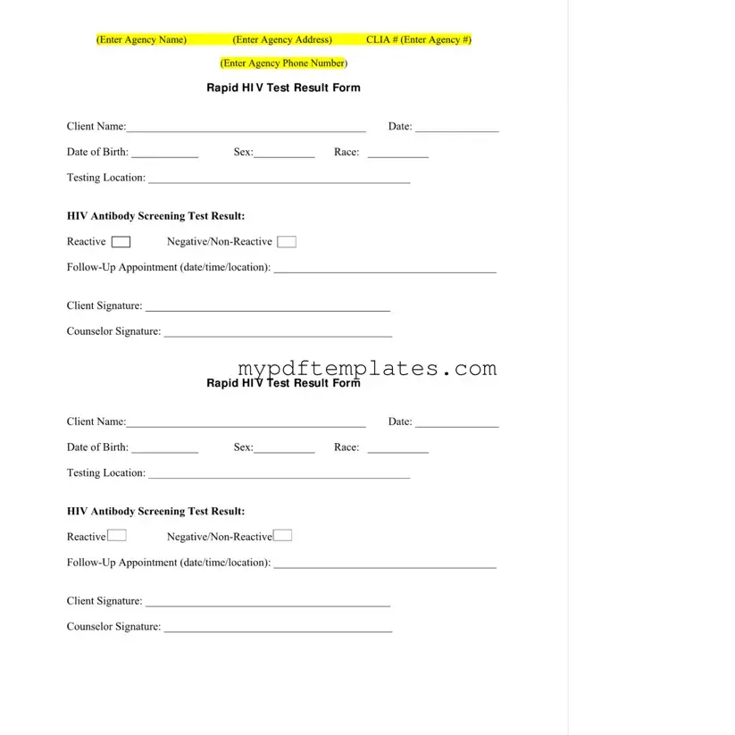 Fill Your Negative Hiv Test Template