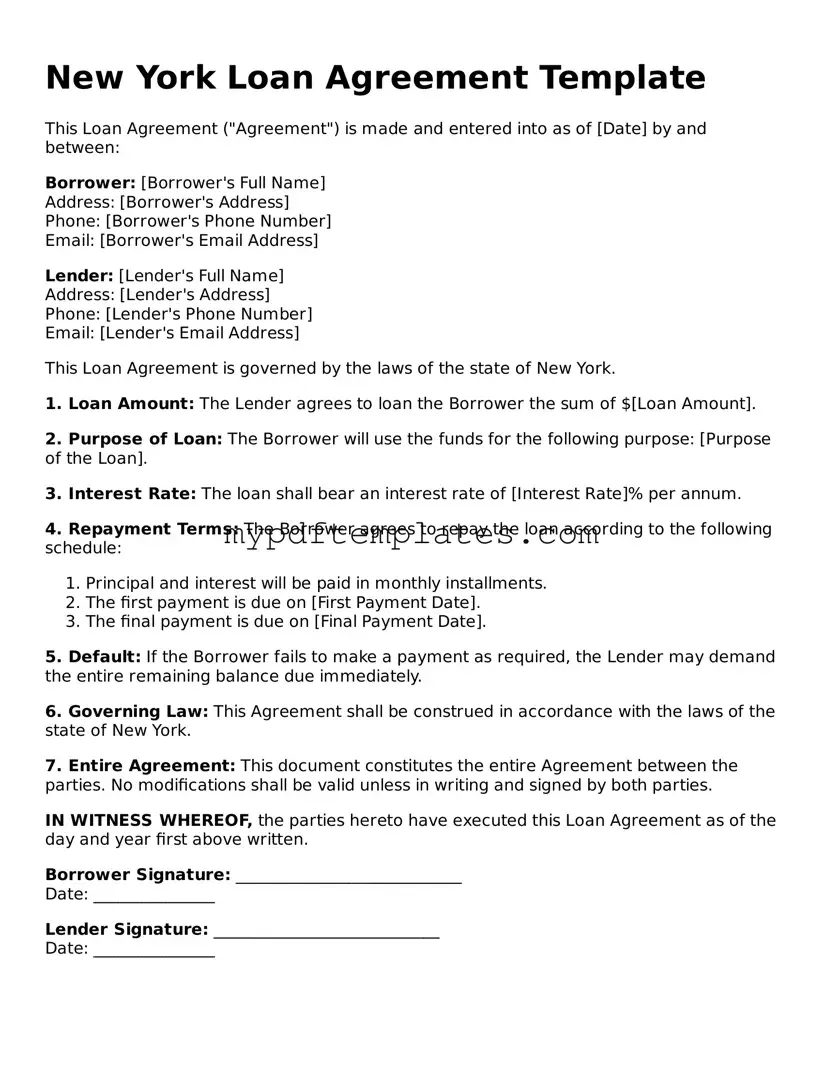 Free New York Loan Agreement Template