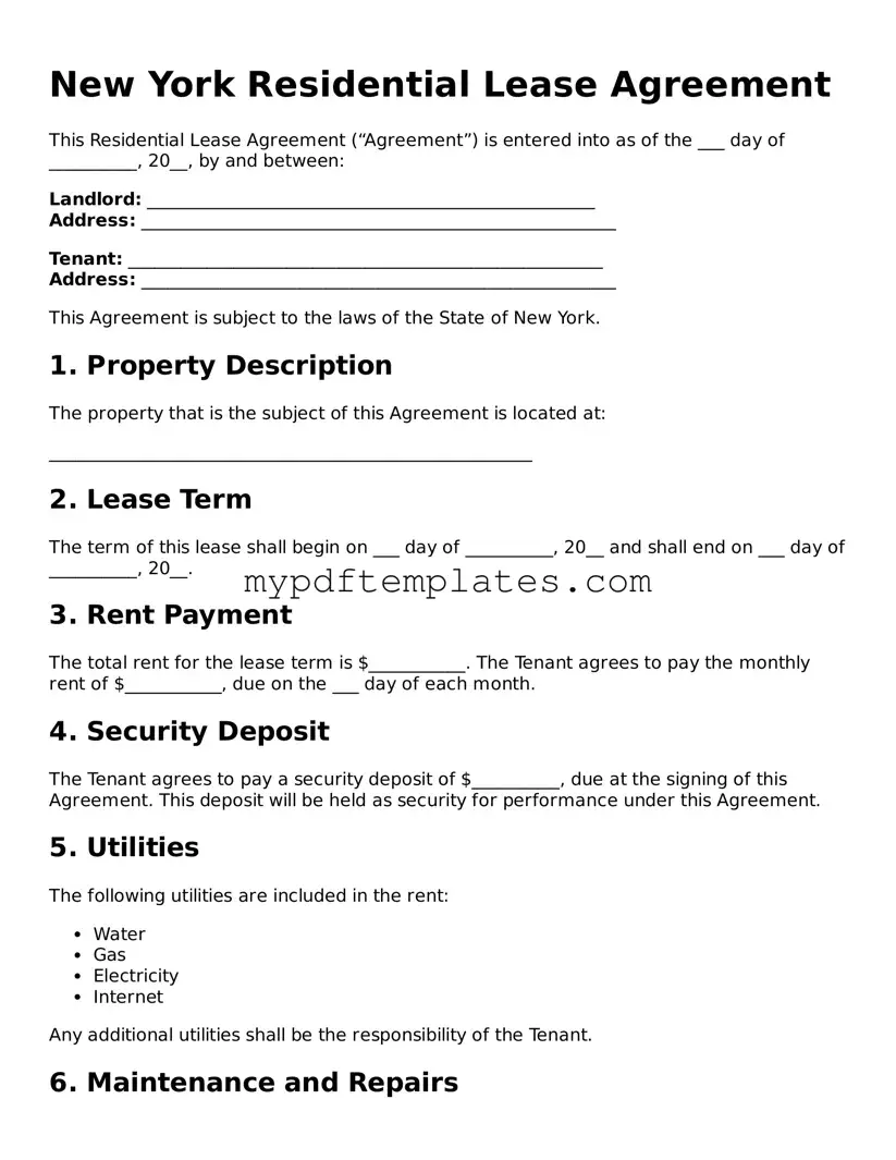 Free New York Residential Lease Agreement Template