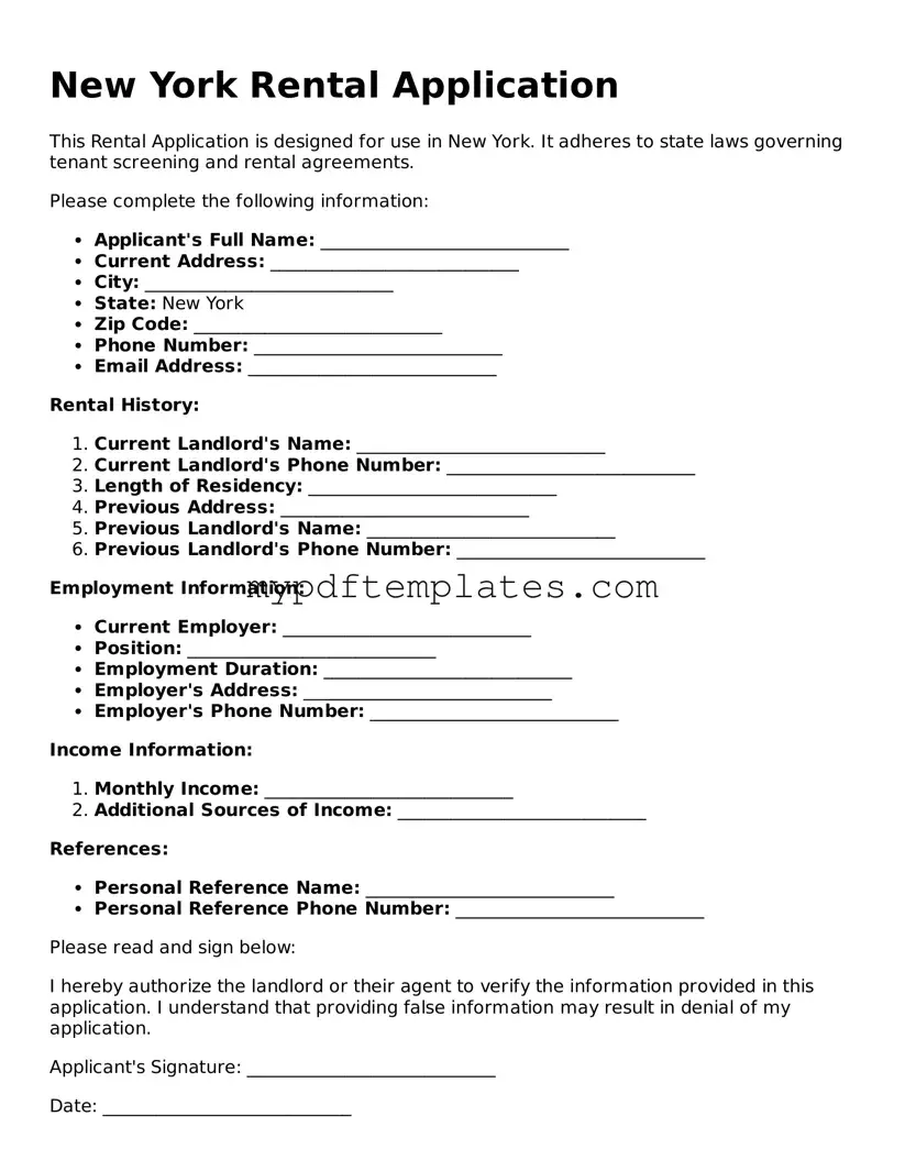 Free New York Rental Application Template
