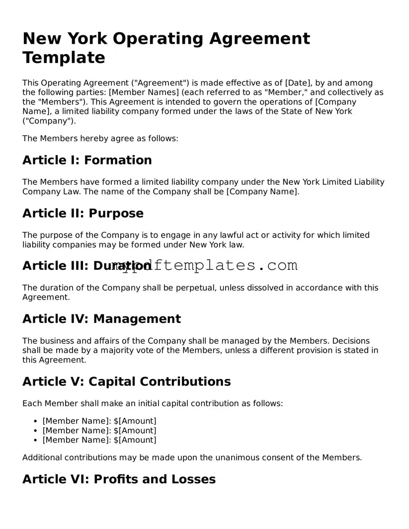 Free New York Operating Agreement Template