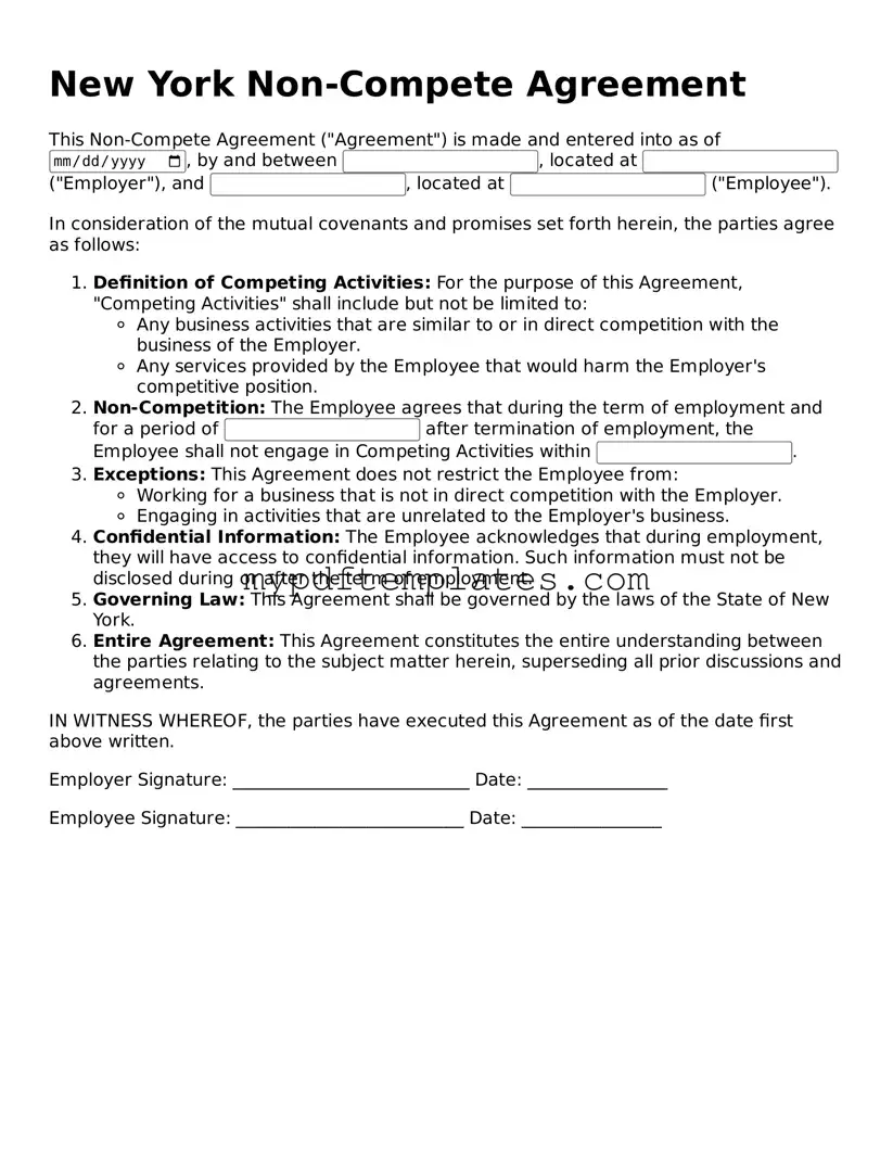 Free New York Non-compete Agreement Template