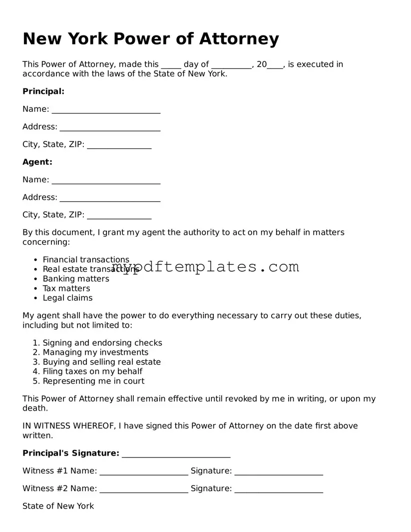 Free New York Power of Attorney Template