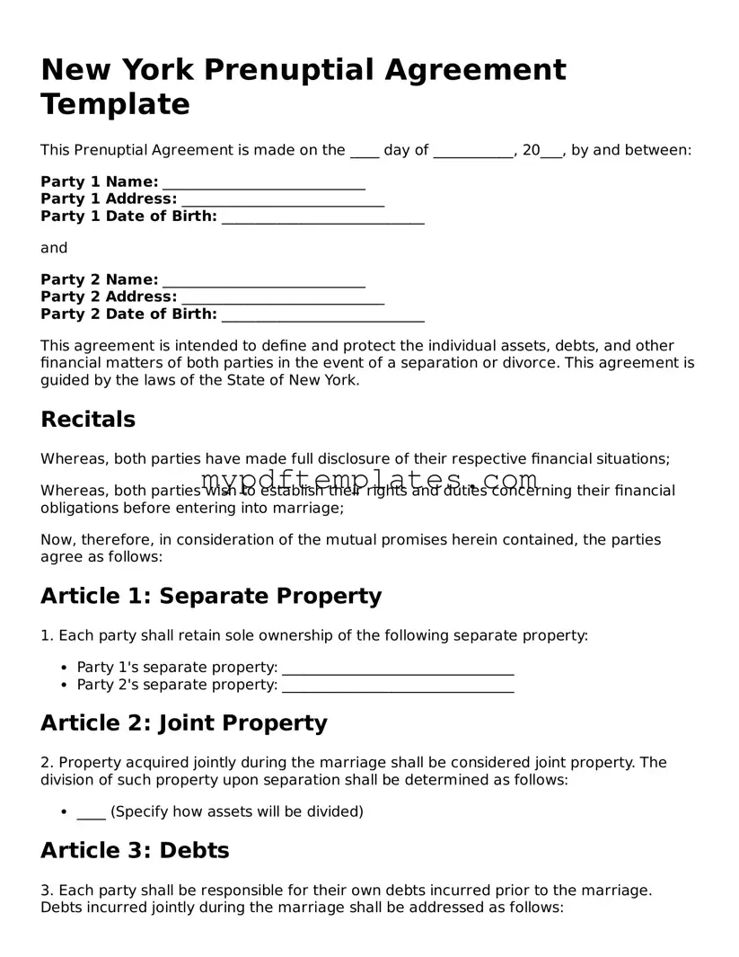 Free New York Prenuptial Agreement Template