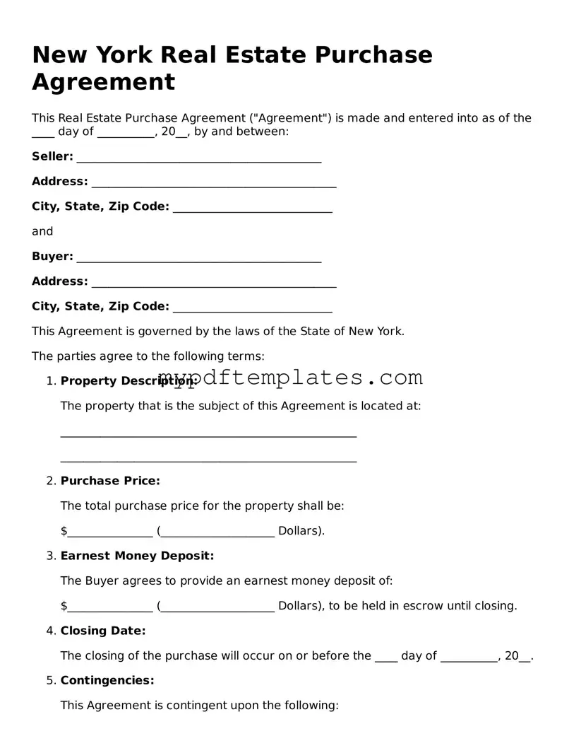 Free New York Real Estate Purchase Agreement Template