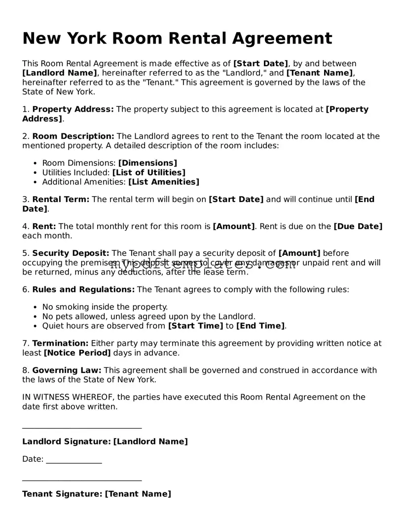 Free New York Room Rental Agreement Template