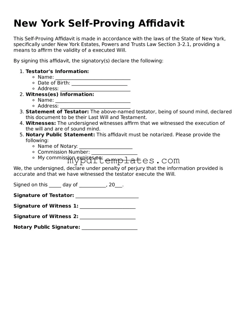 Free New York Self-Proving Affidavit Template