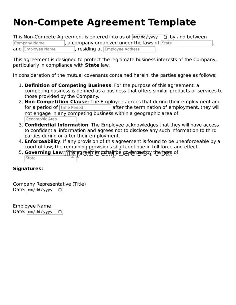 Blank Non-compete Agreement Form