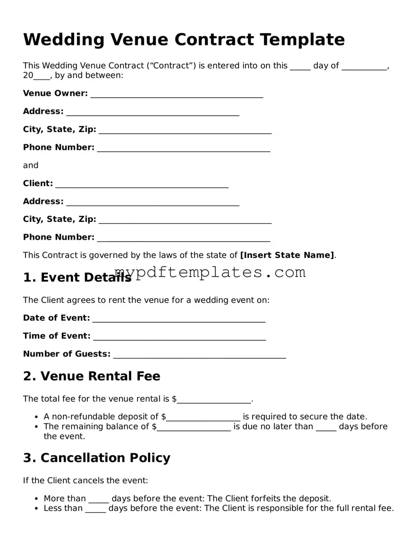 Blank Wedding Venue Contract Form